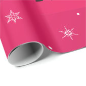 Personalisierte Namensflusspferdrosaschneeflocken Geschenkpapier (Rolleneckpunkt)