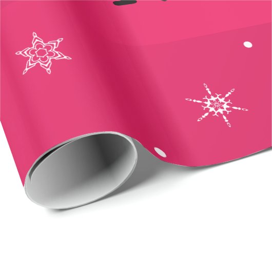 Personalisierte Namensflusspferdrosaschneeflocken Geschenkpapier (Rolleneckpunkt)