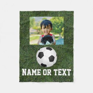 Personalisierte NamensFoto-Fußball-Gras-Jungen Fleecedecke