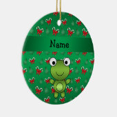 Personalisierte Namensfroschgrün-Zuckerstangebögen Keramik Ornament (Rechts)