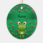 Personalisierte Namensfroschgrün-Zuckerstangebögen Keramik Ornament (Links)