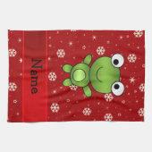 Personalisierte Namensfroschrotschneeflocken Handtuch (Horizontal)