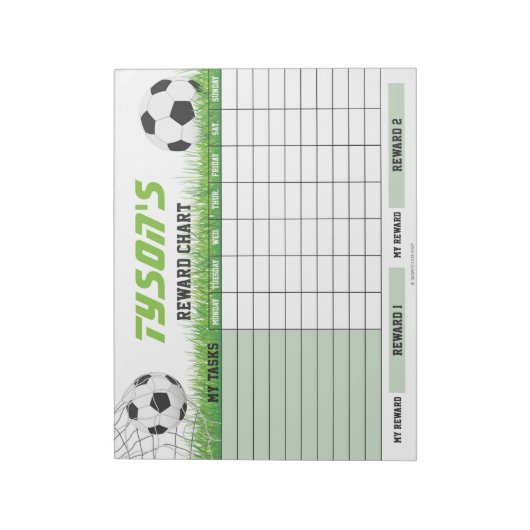 Personalisierte Namensfunktion für Fußball-Belohnu Notizblock (Rotiert)