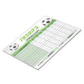 Personalisierte Namensfunktion für Fußball-Belohnu Notizblock (angewinkelt)