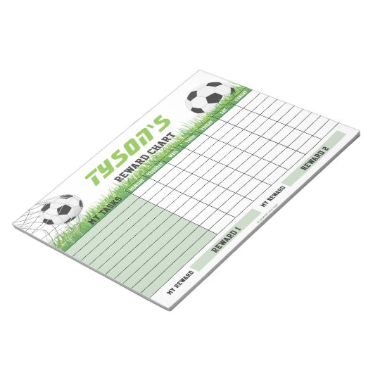 Personalisierte Namensfunktion für Fußball-Belohnu Notizblock (angewinkelt)