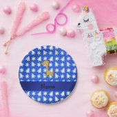 Personalisierte Namensgiraffe, blaue Schneeflocken Pappteller (Party)