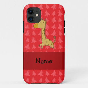 Personalisierte Namensgiraffe Rote Weihnachtsbäume Case-Mate iPhone Hülle