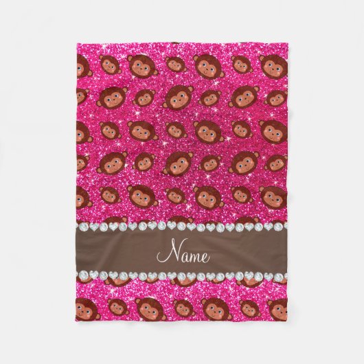 Personalisierte NamensGlitterneonaffen des heißen Fleecedecke (Vorderseite)