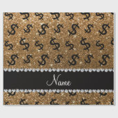 Personalisierte NamensgoldGlitter-Dollarzeichen Geschenkpapier (Flach)