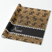 Personalisierte NamensgoldGlitter-Dollarzeichen Geschenkpapier (Ungerollt)