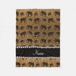 Personalisierte NamensgoldGlitterelefanten Fleecedecke