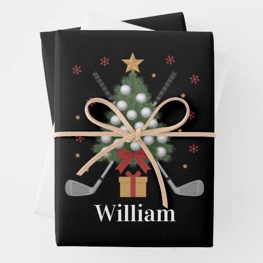 Personalisierte Namensgolfbaum-Ausrüstung Weihnach Geschenkpapier Set (Beispiel)