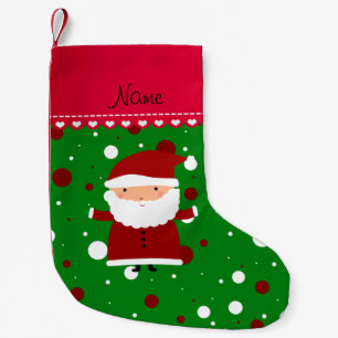 Personalisierte Namensgrüne rote weiße Polkapunk Kleiner Weihnachtsstrumpf