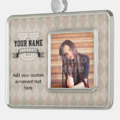 Personalisierte Namenshochschulcoole lustige Uni Rahmen-Ornament Silber (Links)