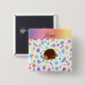 Personalisierte NamensIgelsregenbogen-Punkte Button (Vorne & Hinten)