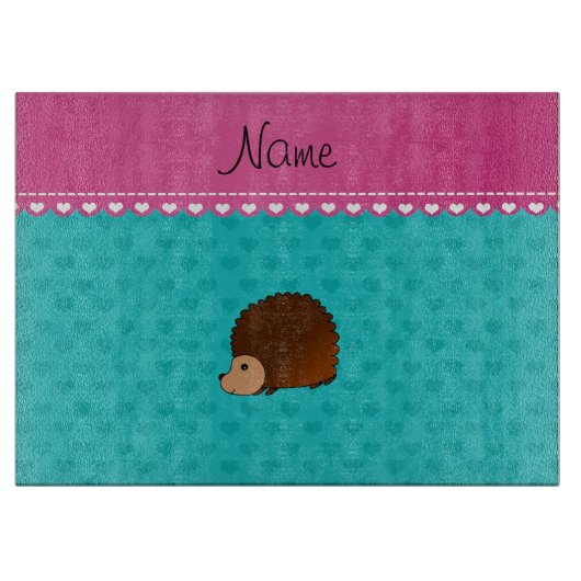 Personalisierte NamensIgelstürkisherzen Schneidebrett (Vorderseite)