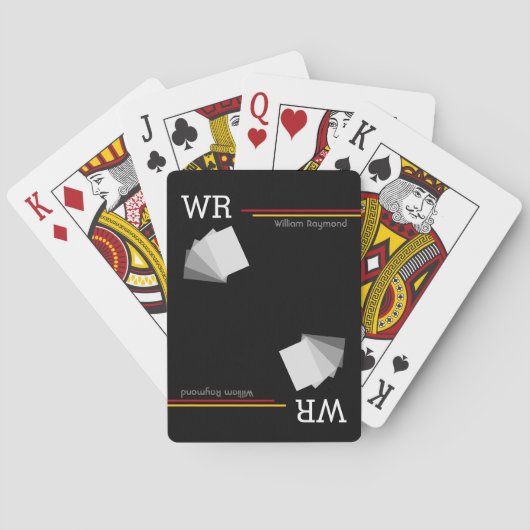 personalisierte Namensinitialen schwarz Spielkarten (Rückseite)