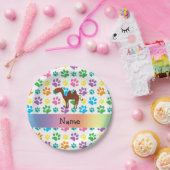 Personalisierte Namenskamelregenbogentatzen Pappteller (Party)