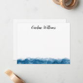 Personalisierte Namenskarte mit blauem Aquarellran Mitteilungskarte (Vorderseite/Rückseite Beispiel)