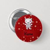 Personalisierte Namenskatzenrotschneeflocken Button (Vorne & Hinten)