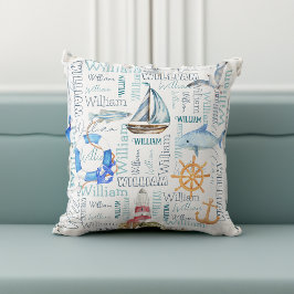 Personalisierte Namenskollektion nautische Jungeng Kissen