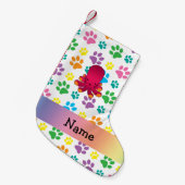 Personalisierte Namenskrakenregenbogentatzen Kleiner Weihnachtsstrumpf (Vorderansicht (hängend))