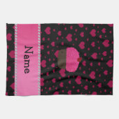 Personalisierte Namenskuchenrosaherzen auf Handtuch (Horizontal)