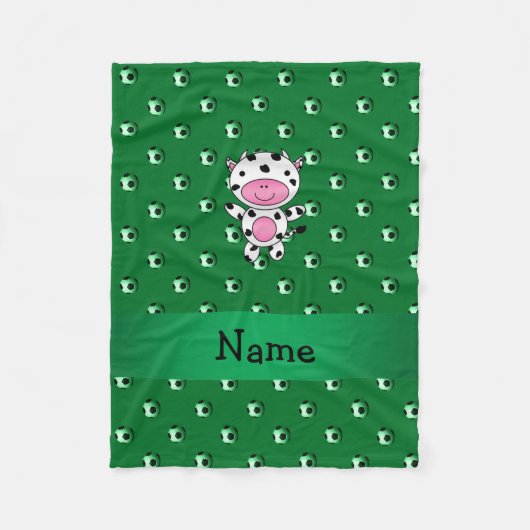 Personalisierte Namenskuhgrün-Fußbalbälle Fleecedecke (Vorderseite)