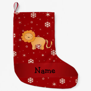Personalisierte Namenslöwerotschneeflocken Kleiner Weihnachtsstrumpf