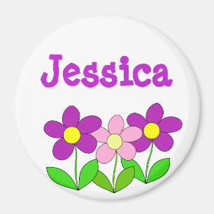 Personalisierte Namensmagnet-, rosa und LilaBlumen Magnet