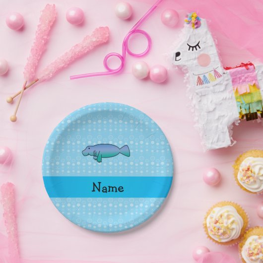 Personalisierte Namensmanatisblaublasen Pappteller (Party)