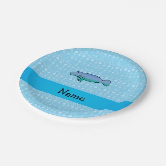 Personalisierte Namensmanatisblaublasen Pappteller (Schrägansicht)