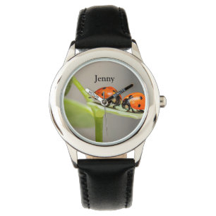 Personalisierte Namensmarienkäfer-Uhr Armbanduhr