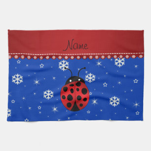 Personalisierte Namensmarienkäferblauschneeflocke Küchentuch