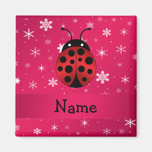 Personalisierte Namensmarienkäferrosaschneeflocke Magnet