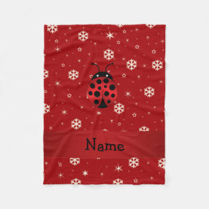 Personalisierte Namensmarienkäferrotschneeflocken Fleecedecke