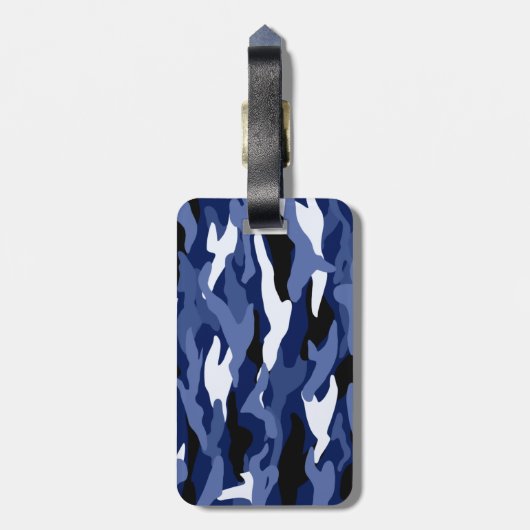 Personalisierte Namensmarineblautarnung Gepäckanhänger (Rückseite vertikal)