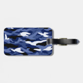 Personalisierte Namensmarineblautarnung Gepäckanhänger (Rückseite horizontal)