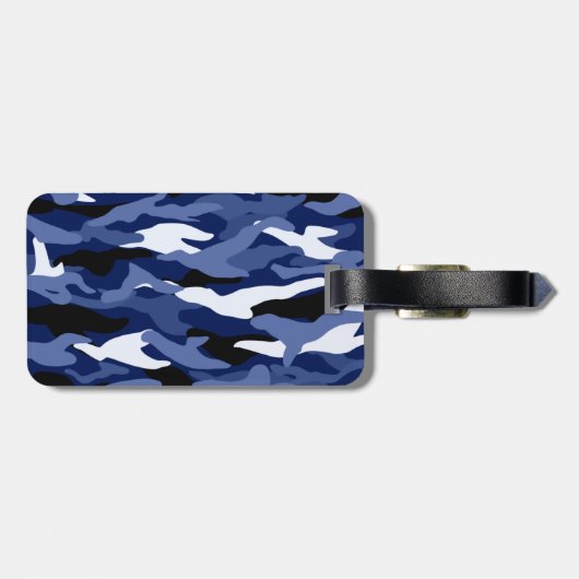 Personalisierte Namensmarineblautarnung Gepäckanhänger (Rückseite horizontal)