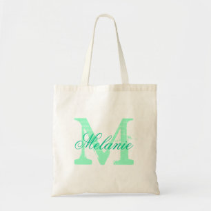 Personalisierte Namensmonogramm-Tasche   Mintgrün Tragetasche