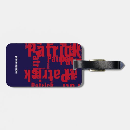 Personalisierte Namensmuster Gepäckanhänger (Rückseite horizontal)