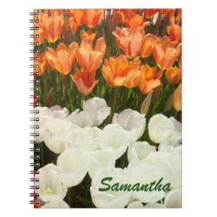 Personalisierte Namensnotizbücher Orange Tulpen Bl Notizblock