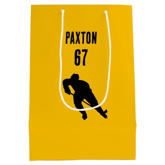 Personalisierte Namensnummer Hockey-Geschenktasche Mittlere Geschenktüte (Rückseite)