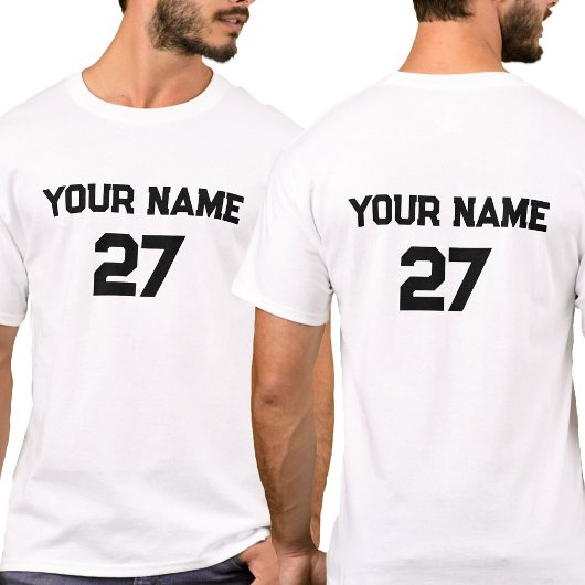 Personalisierte Namensnummer, Vorderseite T-Shirt