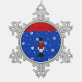 Personalisierte Namensnussknackerblauschneeflocken Schneeflocken Zinn-Ornament (Vorderseite)