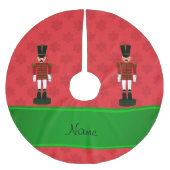 Personalisierte Namensnussknackerrotschneeflocken Polyester Weihnachtsbaumdecke (Vorderseite)