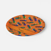 Personalisierte Namensorange Snowmobiles Pappteller (Schrägansicht)