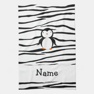 Personalisierte Namenspenguin Zebrastreifen Küchentuch
