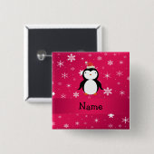 Personalisierte Namenspenguinrosaschneeflocken Button (Vorne & Hinten)