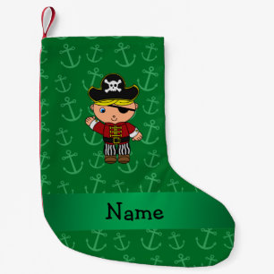 Personalisierte Namenspiratengrünanker Kleiner Weihnachtsstrumpf